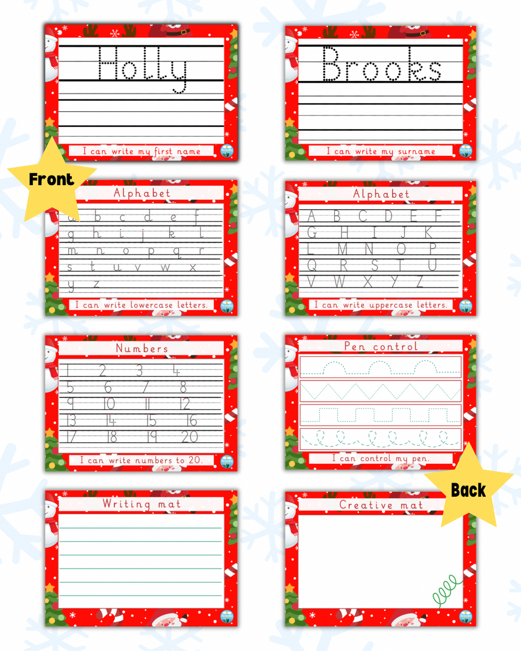Personalised Christmas Learning Mats